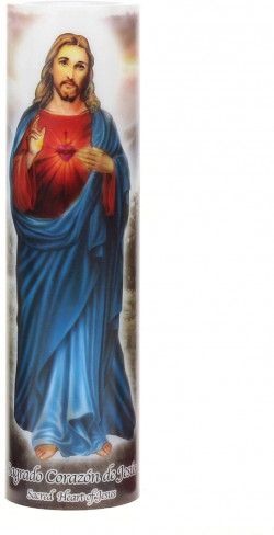 Stonebriar The Saints Collection Guardian Angel Flickering LED Prayer Candle With Automatic Timer, Religious Gift Ideas For Mom, Dad, Sister, Brother, And Friends 8 Inches
