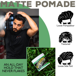 Suavecito Pomade - Fórmula mate (sin brillo), 32 onzas, 1 paquete – Pomada de pelo de sujeción media para hombres, pasta de pelo mate de bajo brillo para peinados de textura natural