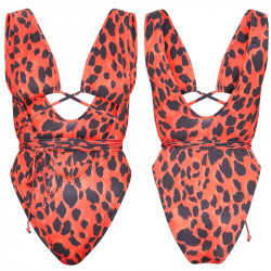 Summer New Sexy Women One Piece Serpentine Leopard Printed Monokini Bandage Bathing Suit Push Up Padded Bikini Swimsuit Swimwear