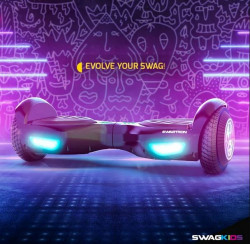Swagtron Swag BOARD EVO V2 Hoverboard With Light-Up Wheels & Balance Assist, Exclusive UL-Compliant Life Po™ Battery Tech