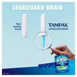 Tampax Pearl Tampons Super Absorbency with LeakGuard Braid, Unscented, 8 Count