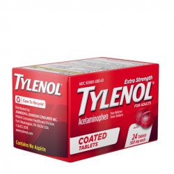 Tylenol Extra Strength Coated Tablets with Acetaminophen 500mg, 24 ct
