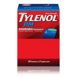 Tylenol PM Extra Strength, 50 Pouches Of 2 Caplets, Dispenser Box