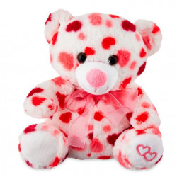 Way To Celebrate! Valentine’s Day 8in Soft Expression Plush Teddy Bear, White And Pink With Hearts
