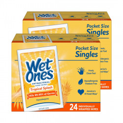 Wet Ones Antibacterial Hand Wipes Travel Pack, Tropical Splash, 20 Ct "Pack Of 2"