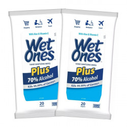 Wet Ones Plus Alcohol Wipes 20ct "2-PACK"