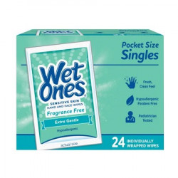 WET ONES Sensitive Skin Hand Wipes, Singles Extra Gentle Fragrance & Alcohol Free 24 Ea