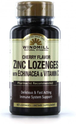 Windmill Vitamins Zinc Lozenges With Echinacea & Vitamin C - Cherry Flavor, 60 Lozenges, 60 Servings, 60 Count