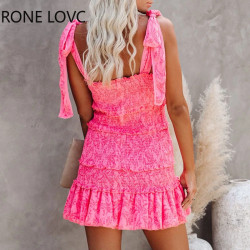 Women Tiered Ruffle Ruched Cami Dress Casual Dress Elegant Fashion Chic Dress