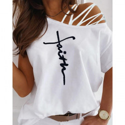 Women's T-shirt 2022 Summer New Fashion Women's Letter Printed Casual Short Sleeve Strapless T-shirt Loose Soft And Comfortable Summer Top Shirt XS-5XL