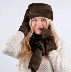 Women's Warm Fleece Winter Set - Scarf, Hat, And Gloves Set