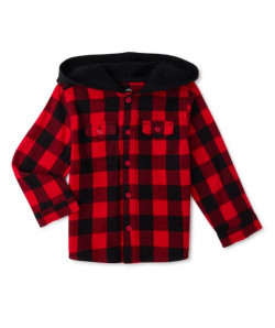 Wonder Nation Baby And Toddler Boys’ Hooded Flannel Shirt