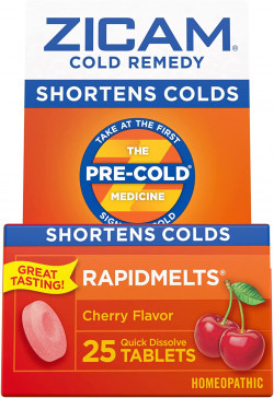 Zicam Cold Remedy Zinc Rapidmelts, Cherry Flavor, 25 Count (Pack Of 1)